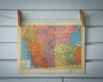1958 Vintage West Canada Map