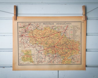 1941 Vintage Map of Belgium Hainaut Province