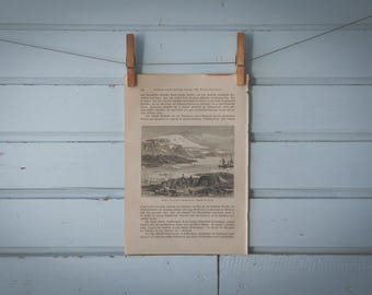 1897 Vintage Upernavik Lithograph Illustration