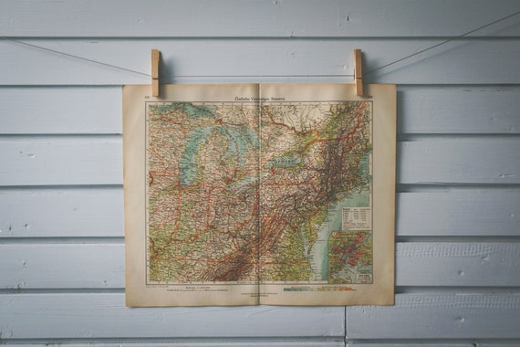 1928 Vintage Northeastern USA Map