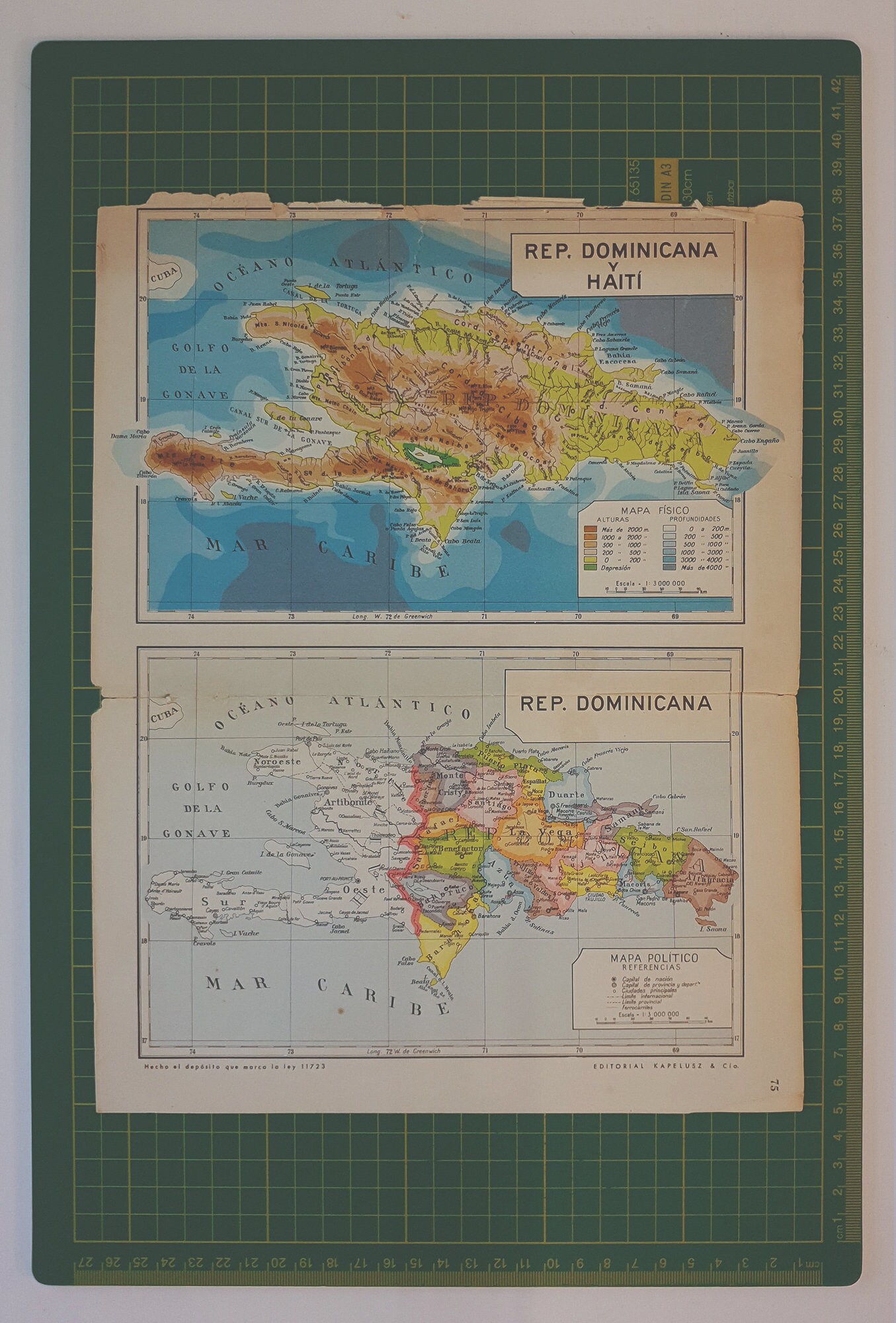 1950 Vintage Dominican Republic Map
