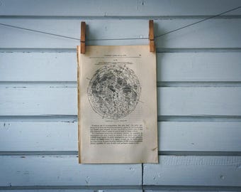 1884 Vintage Map of the Moon