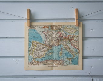 1936 Vintage Map of West Mediterranean