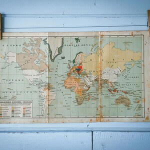 1937 Vintage Colonial World Map