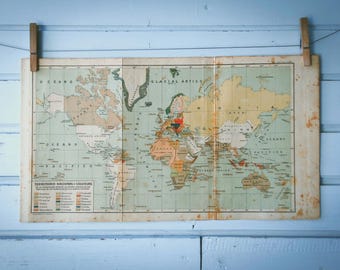 1937 Vintage Colonial World Map