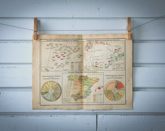 1928 Vintage Map of Spain