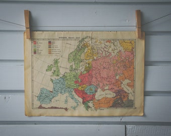 1939 Vintage Ethnic Map of Europe