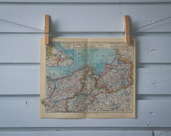 1936 Vintage North Poland Map