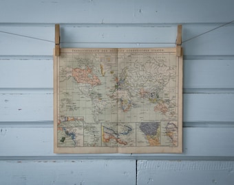 1887 Vintage World Colonies Map