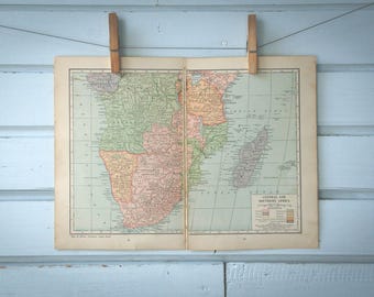 1923 Vintage Central & South Africa Map