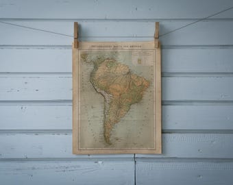 1887 Vintage South America Map