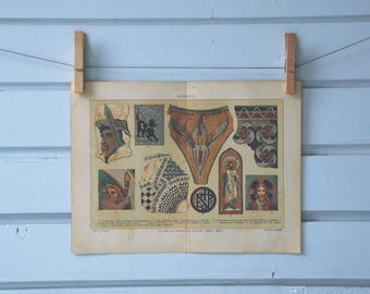 1924 Vintage Mosaics Chromolithograph Illustration