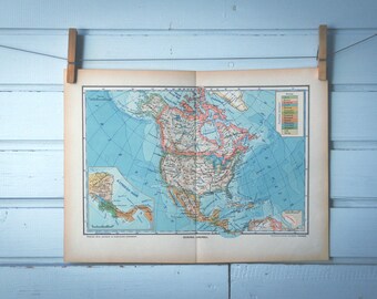 1937 Vintage North America Map