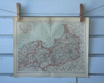 1894 Vintage North Poland & Kaliningrad Map