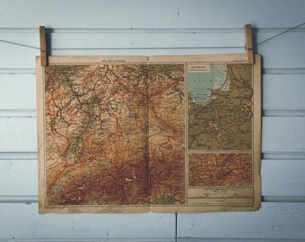 1900s Vintage South Germany Map