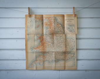 1899 Vintage England & Wales Map