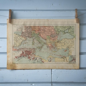 1904 Vintage Karte des Mittelmeeres