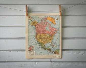 1936 Vintage North America Map
