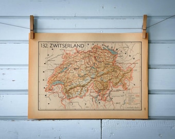 1941 Vintage Map of Switzerland