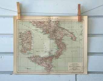 1894 Vintage South Italy Map
