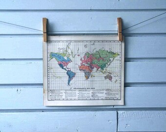 1910s Vintage World Demography Map