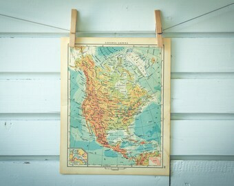 1959 Vintage North America Map