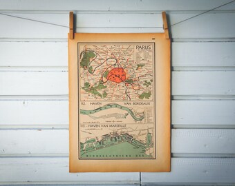 1941 Vintage Map of Paris