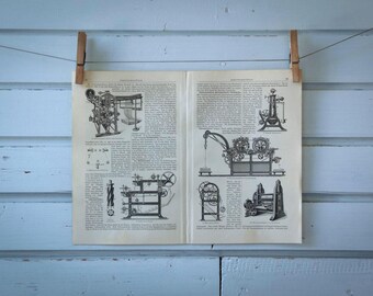 1907 Vintage Finishing Machines Lithograph Illustration