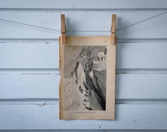 1888 Vintage Mont Blanc Crevasse Lithograph Illustration