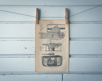 1909 Vintage Artillery Lithograph Illustration
