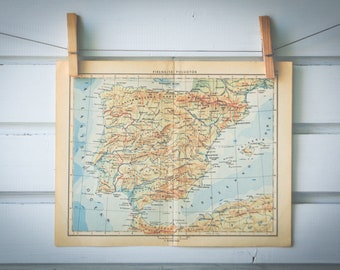 1956 Vintage Map of Spain