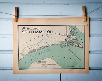 1941 Vintage Map of Southampton Harbour