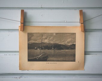1894 Vintage Isola Bella Lithograph Illustration