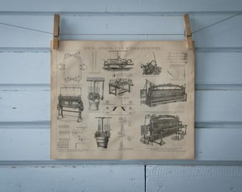 1887 Vintage Knitting Lithograph Illustration
