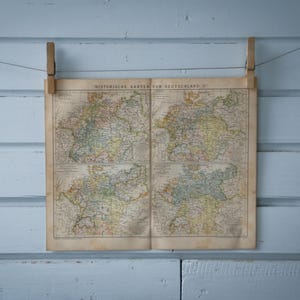 1887 Vintage Map of Germany History