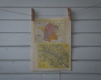1957 Vintage Map of Paris & France during French Revolution