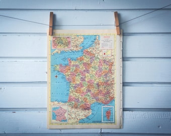 1956 Vintage France Map