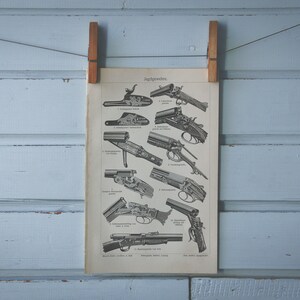 Ilustração de litografia de rifle de caça vintage de 1907