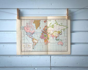1946 Vintage World Map