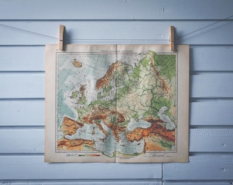 1928 Vintage Map of Europe