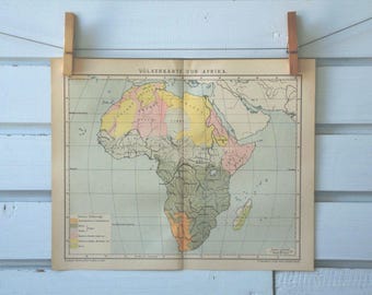 1894 Vintage Ethnographic Map of Africa