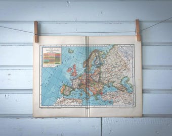 1937 Vintage Map of Europe