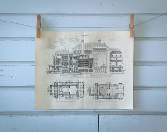 1907 Vintage Theater Building Scheme Illustration