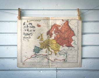 1877 Vintage Map of Europe