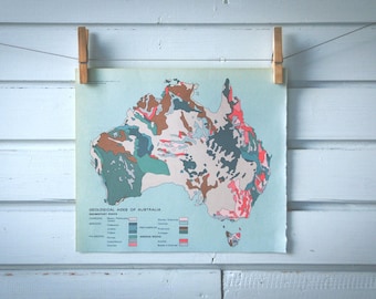 1968 Vintage Geology Map of Australia