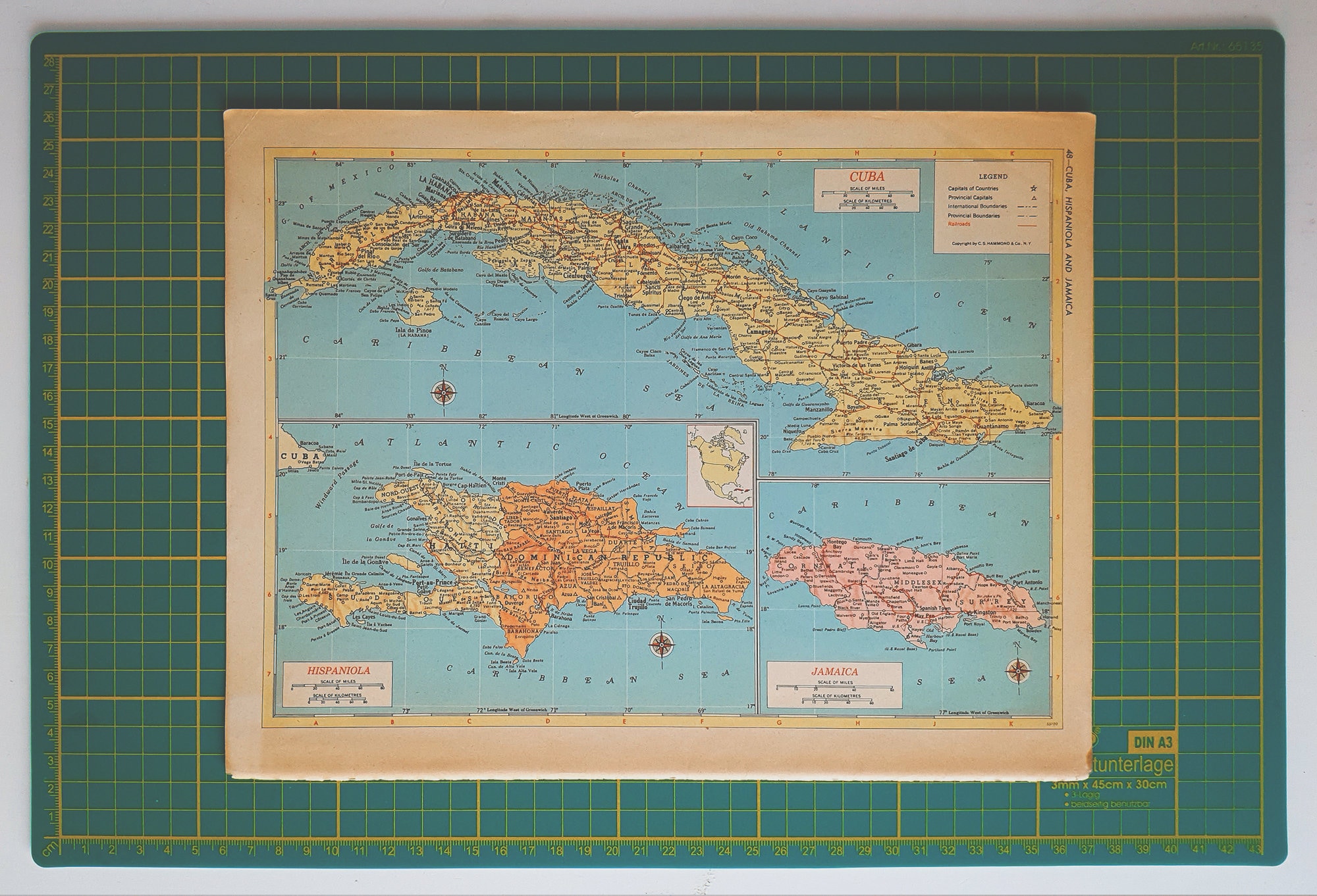 Another Vintage Cuba, Hispaniola & Jamaica Map