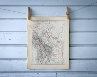 1904 Vintage Map of Bolivia