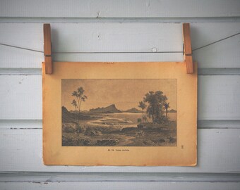 1894 Vintage Avlida Bay Lithograph Illustration