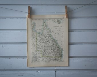 1907 Vintage Queensland Map