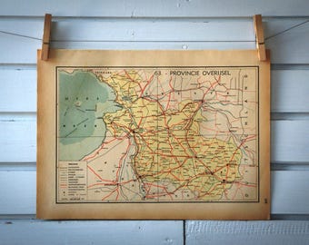 1941 Vintage Map of Dutch Overijssel Province